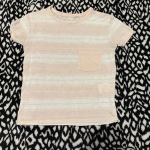 Peach stripped crop tee